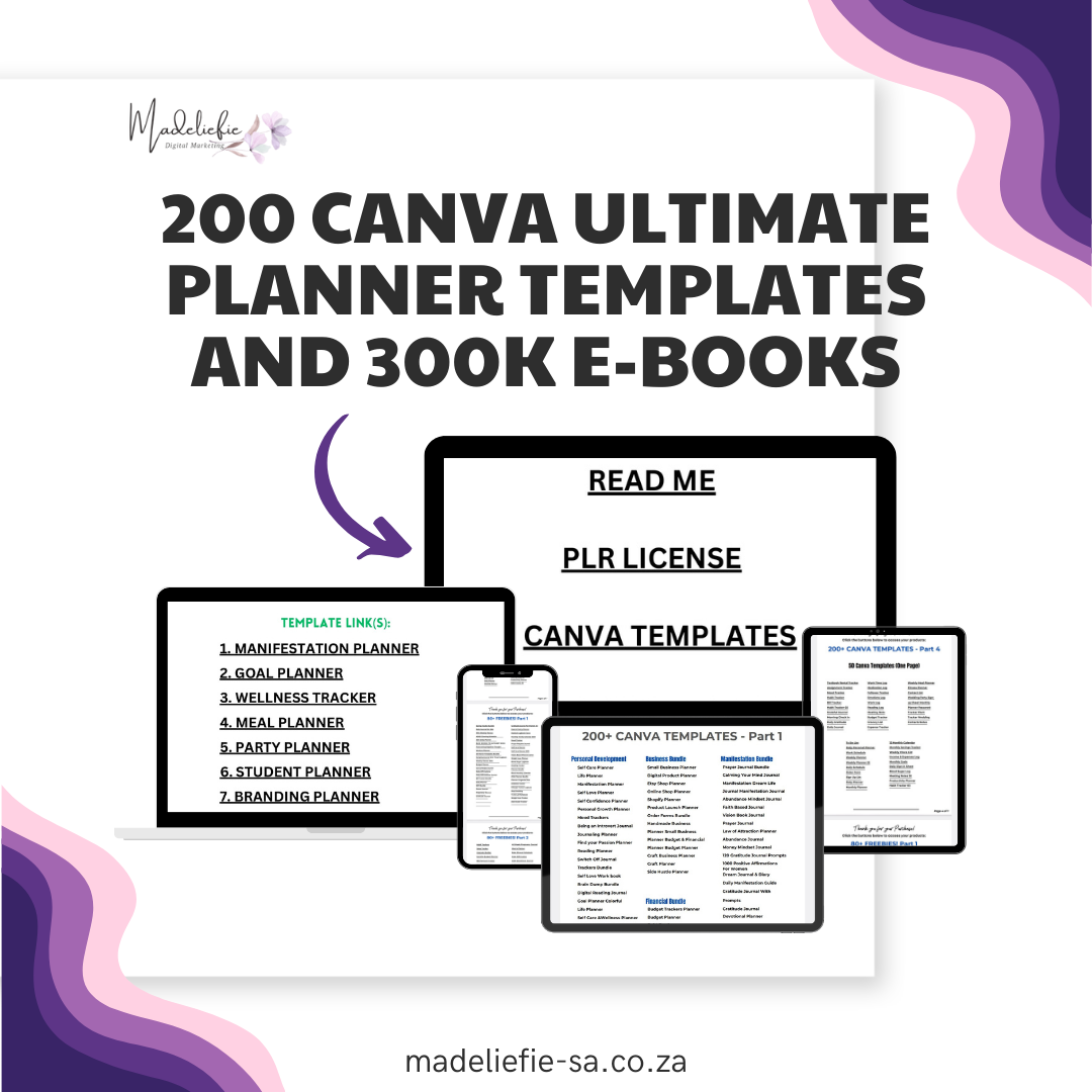 200 Canva Ultimate Planner Templates and 300k E-books